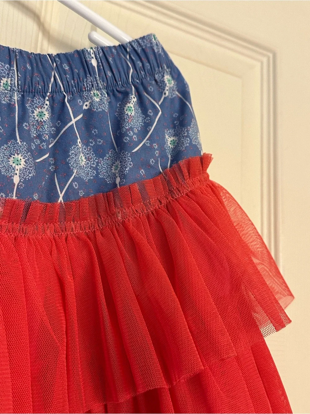 Matilda Jane Tiered Tulle Skirt with Blue Patterned Waistband